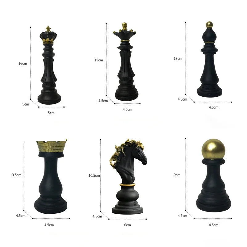 Chess Resin Ornaments Desk Decor Crafts King Queen Small Chess Statue Nordic Home Artwork Living Room Decoration Furnishings