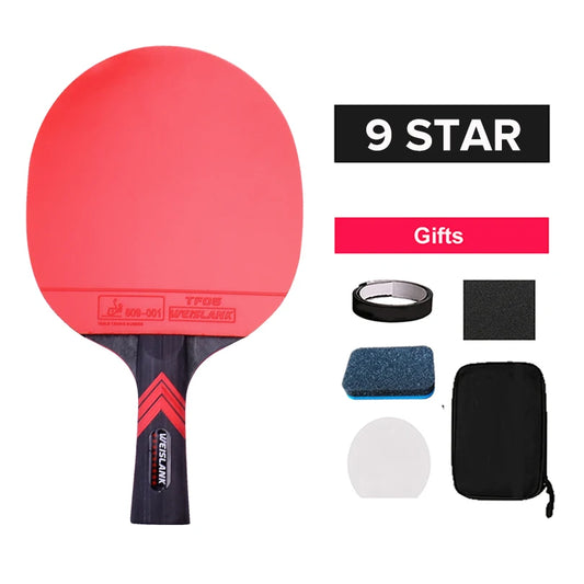 9 Star Carbon Blade Professional Table Tennis Racket Double Face Pimples In Ping Pong Paddle Racket