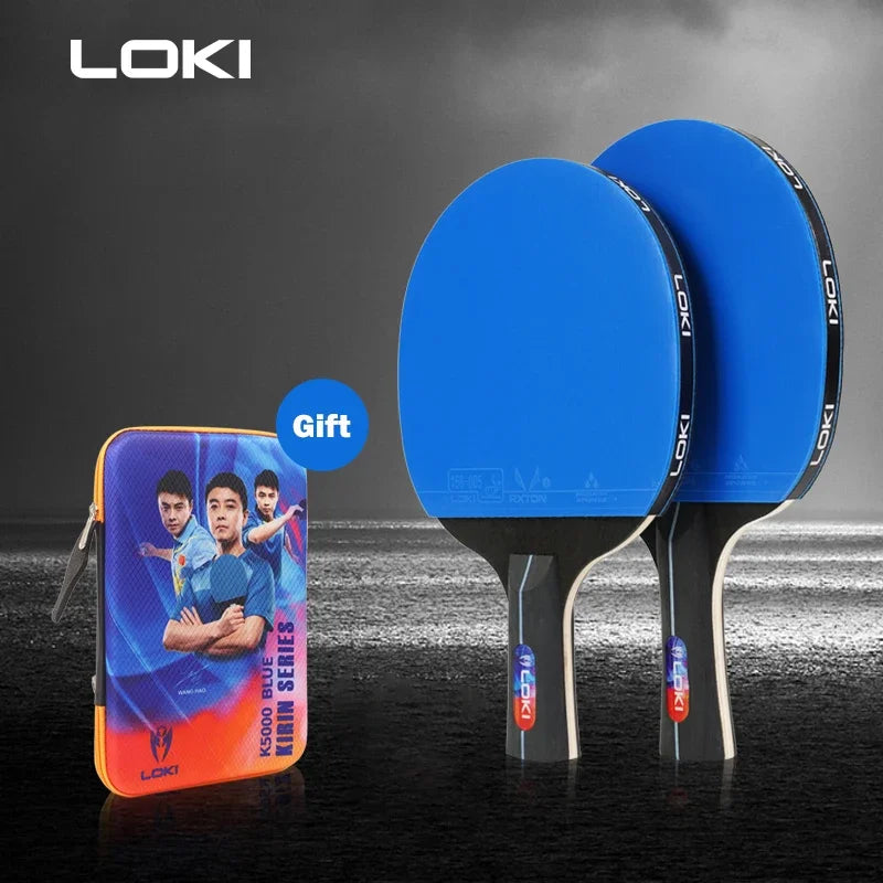 LOKI K5000 Table Tennis Racket Set 2pcs Home Entertainment PingPong Rackets with Blue Color Ping Pong Rubber