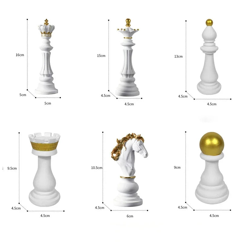 Chess Resin Ornaments Desk Decor Crafts King Queen Small Chess Statue Nordic Home Artwork Living Room Decoration Furnishings